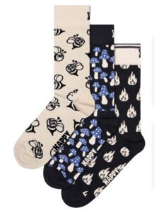 ΚΑΛΤΣΕΣ HAPPY SOCKS  MONOCHROME MAGIC SOCKS. ΣΥΣΚΕΥΑΣΙΑ ΔΩΡΟΥ-3 ΖΕΥΓΗ- 36-40