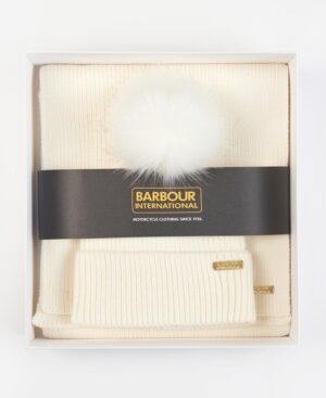 Barbour Σετ Σκούφος & Κασκόλ Gift Box LGS0072WH11-Λευκό