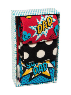 ΚΑΛΤΣΕΣ HAPPY SOCKS  SUPER DAD ΣΥΣΚΕΥΑΣΙΑ ΔΩΡΟΥ – 3 ΖΕΥΓΗ-XFAT08-4300